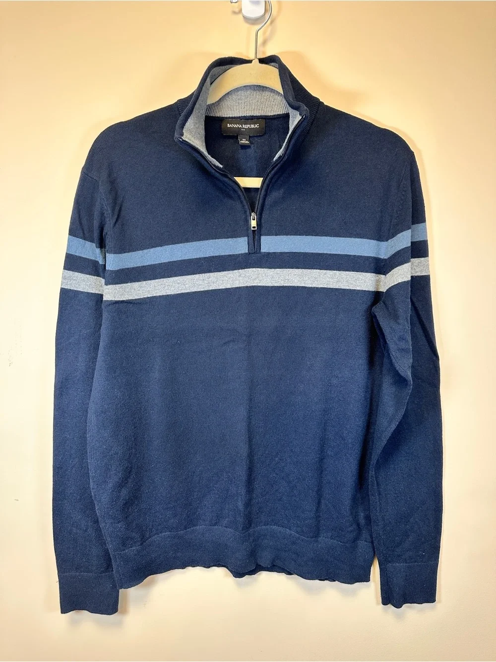 Banana Republic Men’s Medium Cotton Cashmere Silk Blend Quarter Zip Sweater